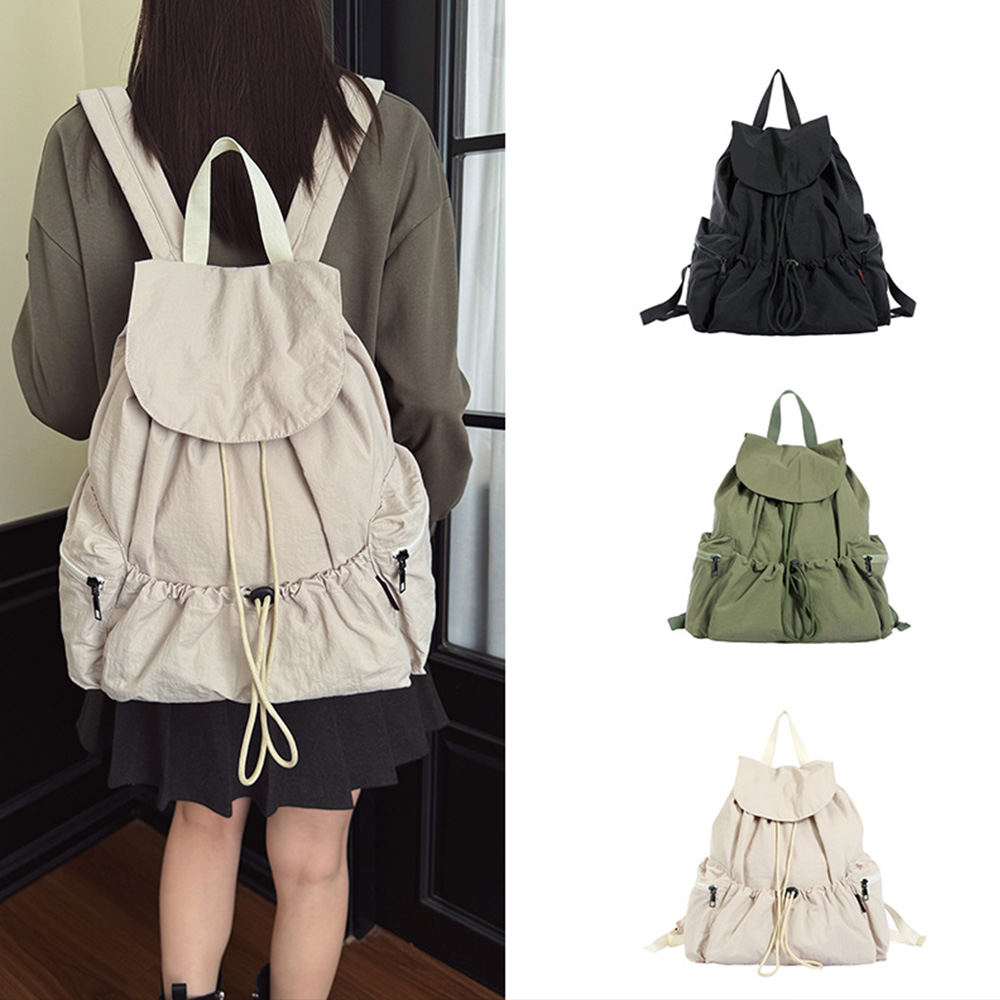 Canvas Backpack Casual - حقيبة ظهر برباط، مصنوعة من النايلون،