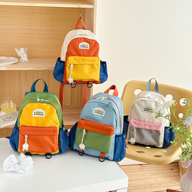 Canvas Backpack Casual - حقيبة ظهر جديدة للأطفال بتصميم ملون،